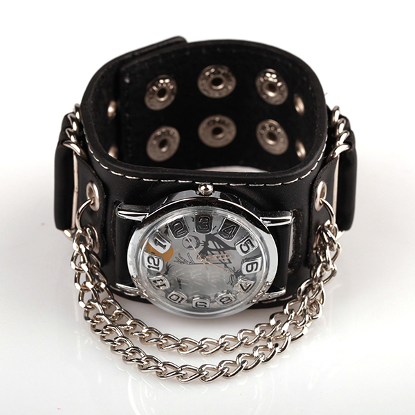 Punk Style Leather Bracelet Watch